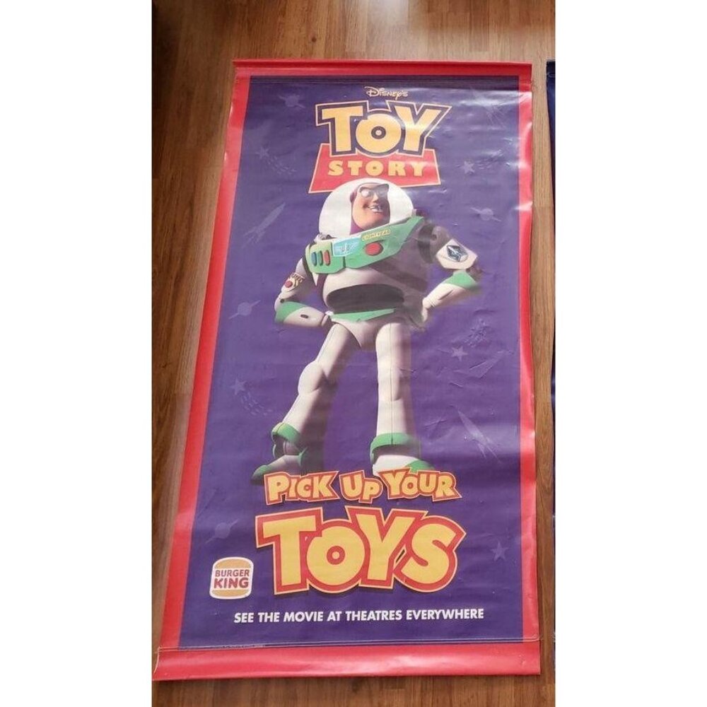 Vintage 1995 Disney Toy Story Burger King Buzz Lightyear Movie Banner 70"x36"